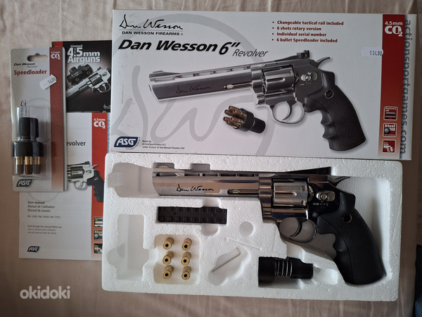 Dan Wesson 6" пневматический револьвер 4,5mm steel BB CO2 (фото #7)