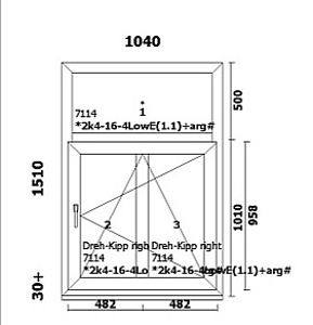 Uus PVC aken ARUTECH 1510X1040 (1 foto / 5)