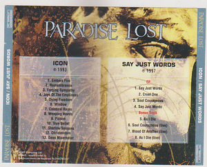CD PARADISW LOST -Icon,1993+EP Say just words,1997+bonus (2 foto / 3)
