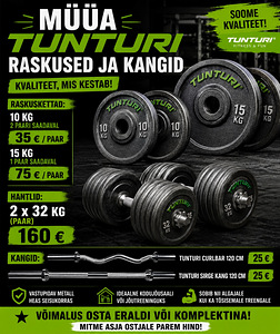 Tunturi 2 x 32kg hantlid, kangid ja raskused 5 - 15kg (1 foto / 3)