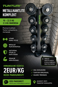 ПРОДАЕТСЯ НАБОР МЕТАЛЛИЧЕСКИХ ГАНТЕЛЕЙ TUNTURI 10-22.5кг (1 фото из 1)
