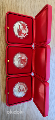 Серебряная монета Великобритании, Канады и Китая в подарочно (фото #7)