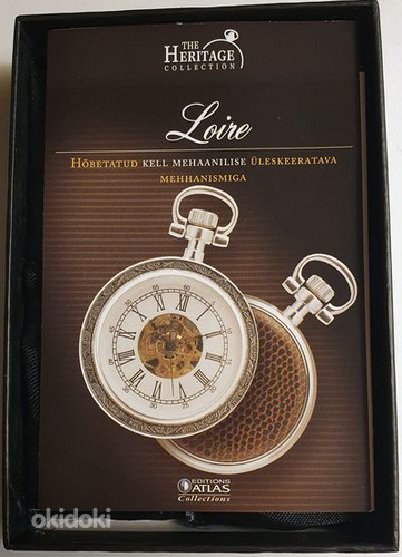 Посеребренные часы с механическим заводным механизмом (фото #3)