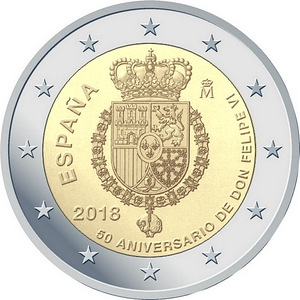 Hispaania 2 EURO 2018 "50th anniversary Don Felipe VI" UNC (1 foto / 1)