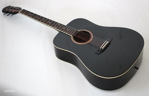 Aкустическaя черная гитара, металлические струны, новaя (фото #1)