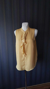 H & M новая блуза с оборками, бело-желтая XL / 40/42