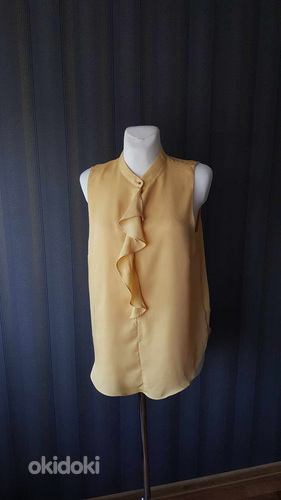 H & M новая блуза с оборками, бело-желтая XL / 40/42 (фото #1)