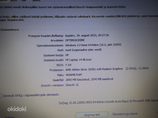 Sülearvuti HP Laptop 14-Dk1001no + laadija (foto #5)