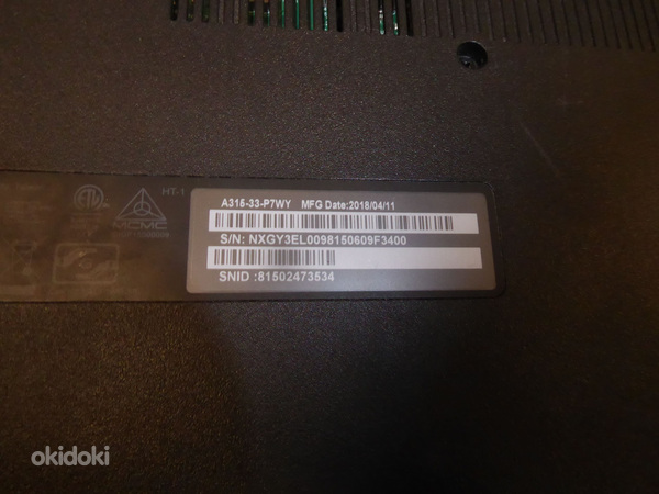 Sülearvuti Acer A315-33 + Laadija (foto #6)