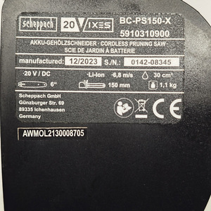 Akusaag Scheppach BC-PS150-X + aku + laadija (5 foto / 5)