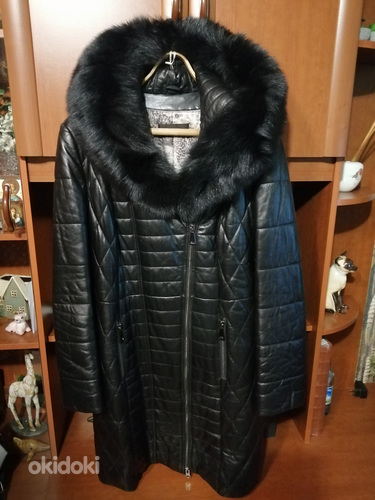 Кожаное зимнее пальто