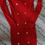 Красное вязаное платье с золотыми пуговицами, размер M/L (фото #1)