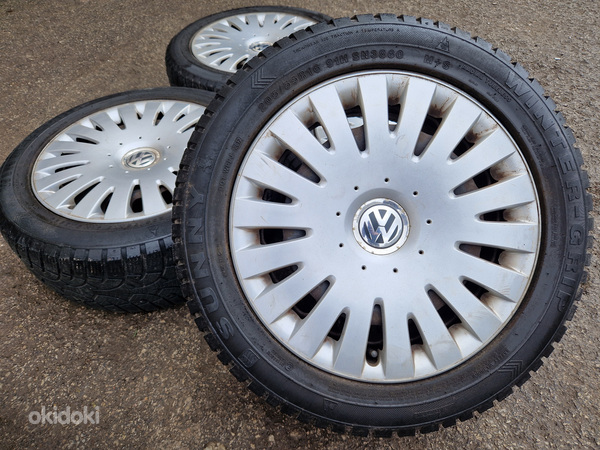 R16 VW оригинальные колеса + колпаки и шины 6 мм (фото #1)