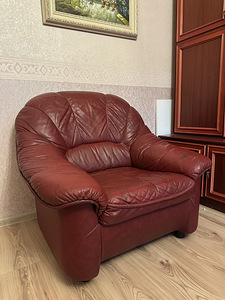 Diivan ja tugitool, nahast, kasutatud (4 foto / 6)