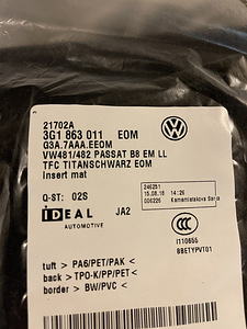 Passat B8 veluurkate jalamatt original (2 foto / 2)