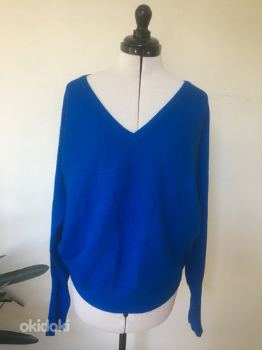 Синий вязаный свитер/свитер L-XL (фото #1)