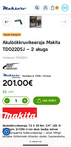 Uus akulöökkruvikeeraja Makita TD022DSJ - 2 aku ja laadijaga (3 foto / 9)