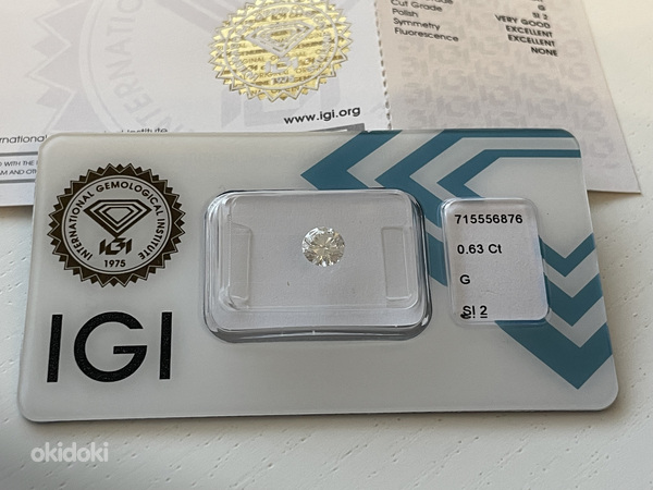 Naturaalne teemant 0.63ct G/SI2 IGI sertifikaat