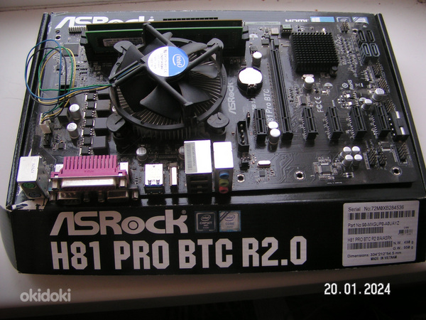 Emaplaat Asrock H81 pro btc R2.0+protsessor+mälu 4GB (foto #1)