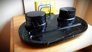 Antiikne NERO MARQUINA marmorist tindipott - 1930ndad (8 foto / 9)