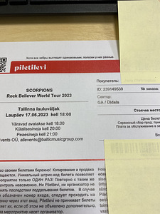 Scorpions 1 pilet (1 foto / 1)