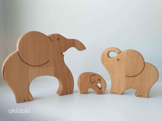 Деревянная головоломка - милое семейство слонов (фото #2)