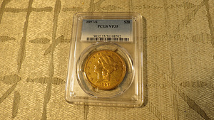 KULDMÜNT 20 USA DOLLARIT 1897 , PCGS SERTIFIKAAT VF35 (1 foto / 10)
