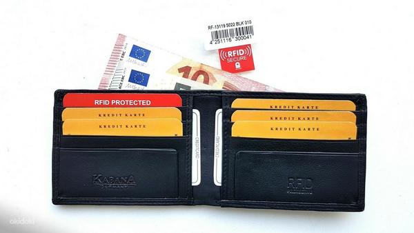 KABANA Rahakott RFID kaarditasku nahast kaaned must 1tk UUS (foto #1)