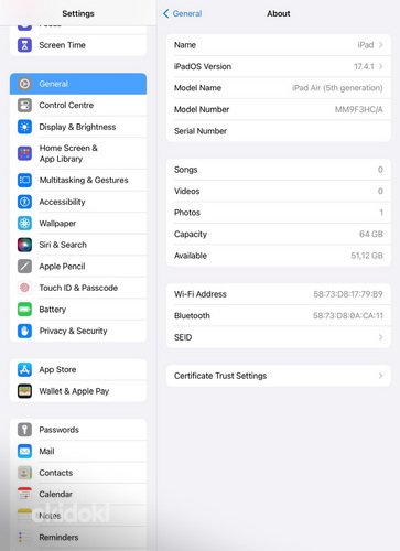 Apple iPad Air 2022 M1 10.9" 64GB WiFi , как новый (фото #5)