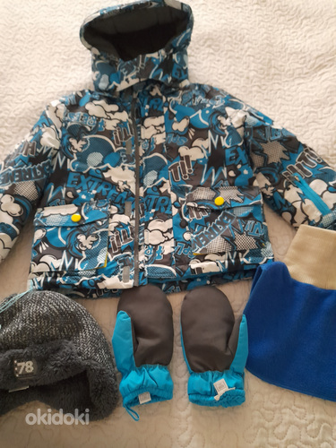 Новая зимняя куртка Chicco 116, шапка Bogi. Шарф, перчатки