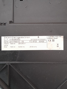Siemens induktsioonpliit 57,5 / 50,5 (2 foto / 3)