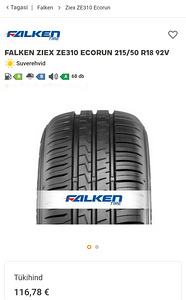 Suverehvid Falken Ziex 215/50 R18 (komplekt 4tk) (3 foto / 4)