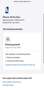 Apple iPhone 16 Pro Max Black Ti 256GB, garantii 05.2026. (10 foto / 10)