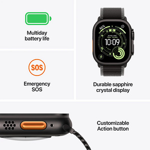Uus! Apple Watch Ultra 3 49mm Black Ti Black Ocean Band (6 foto / 8)