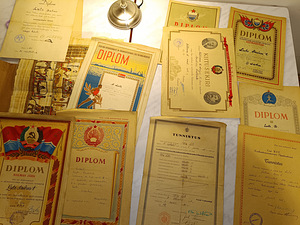 Diplomid, tunnistused, avaldused, papüürus.