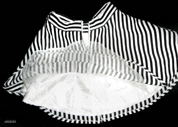 Пышная черно-белая юбка в полоску в морском стиле, L-38-40 (фото #2)