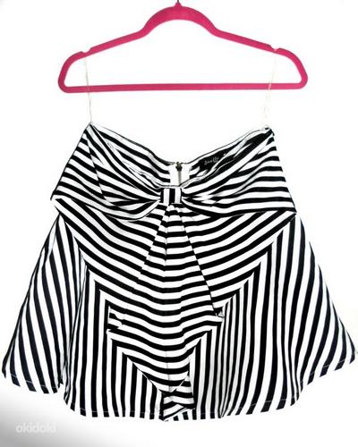 Пышная черно-белая юбка в полоску в морском стиле, L-38-40 (фото #4)