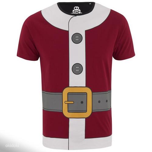 Санта темно- красная мужская футболка с принтом, XL, новая (фото #6)