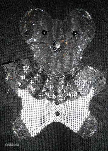 Must kootud karusnahast tikandiga tuunika kleit, XS-S-34-36 (foto #4)