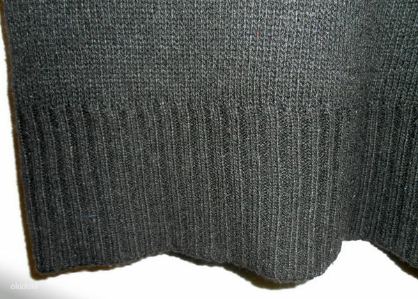 Черное вязаное платье-туника с мехом-вышивкой, XS-S-34-36 (фото #6)