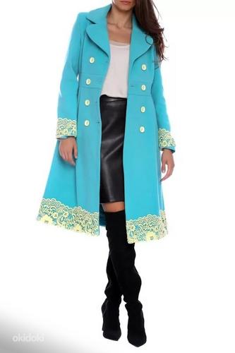 Бирюзовое в/о пальто в винтажном стиле, XL-2XL-44-46, новое (фото #6)