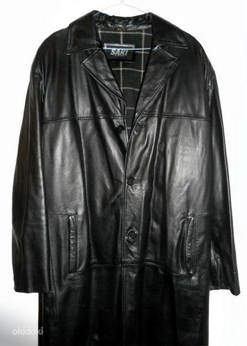 Saki Leather täisnahast meeste soe must pikk mantel, 54-XL (foto #2)