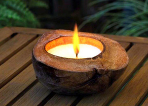 Большая экзотическая свеча в кокосовом орехе, новая
