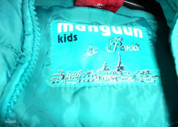 Manguun теплый стеганый бирюзовый жилет с капюшоном, 158-164 (фото #4)