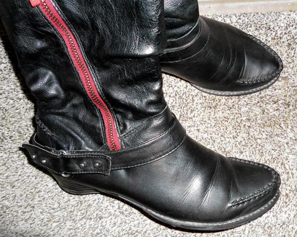 Tamaris кожаные стильные черные сапожки (39) (фото #3)
