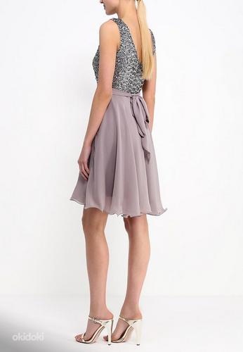 Cеребристо-серое шифон-пайетки нарядное платье, XS, новое (фото #8)