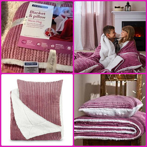 Dormeo Warm Hug uus roosa komplekt- pleed 130x190 +2 patja (5 foto / 5)