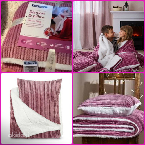 Dormeo Warm Hug новый розовый комплект -плед и 2 подушки (фото #5)
