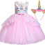 Новое платье принцессы розовый Единорог +ободок (134/140) (фото #2)