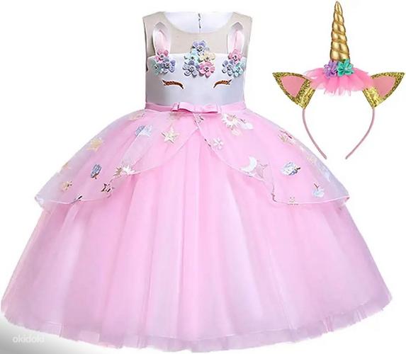 Новое платье принцессы розовый Единорог +ободок (134/140) (фото #2)
